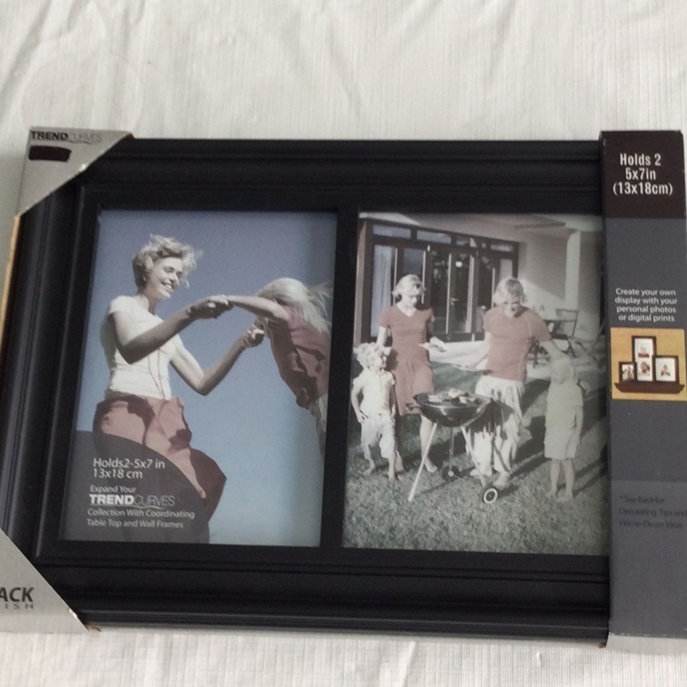 Picture Frame by Trend Curves holds two 5X7in. Pictures Black Frame